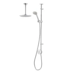 Aqualisa Smart Link Gravity-Pumped Ceiling-Fed Chrome Thermostatic Smart Shower With Diverter