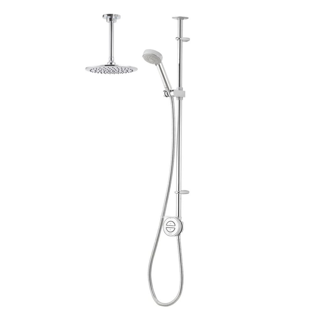 Aqualisa Smart Link Gravity-Pumped Ceiling-Fed Chrome Thermostatic Smart Shower With Diverter