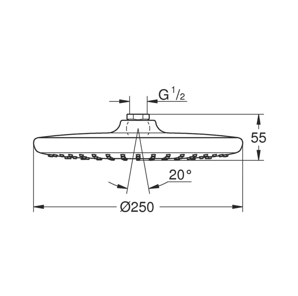 Grohe Vitalio Start 250 Round Adjustable Shower Head Chrome 250mm - Image 3