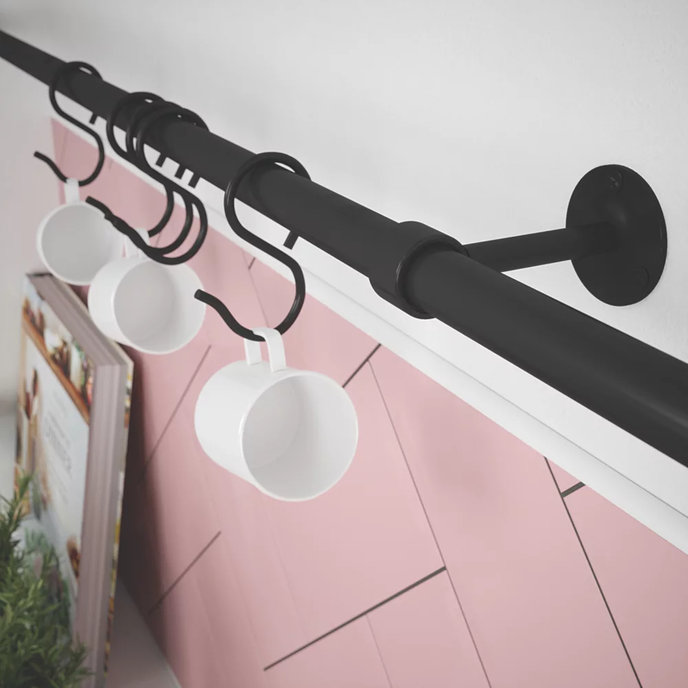 Rothley Utensil Rail 6-Hook Utensil Rail Kit Matt Black 1000mm 2 Rothley Utensil Rail 6-Hook Utensil Rail Kit Matt Black 1000mm - Image 2