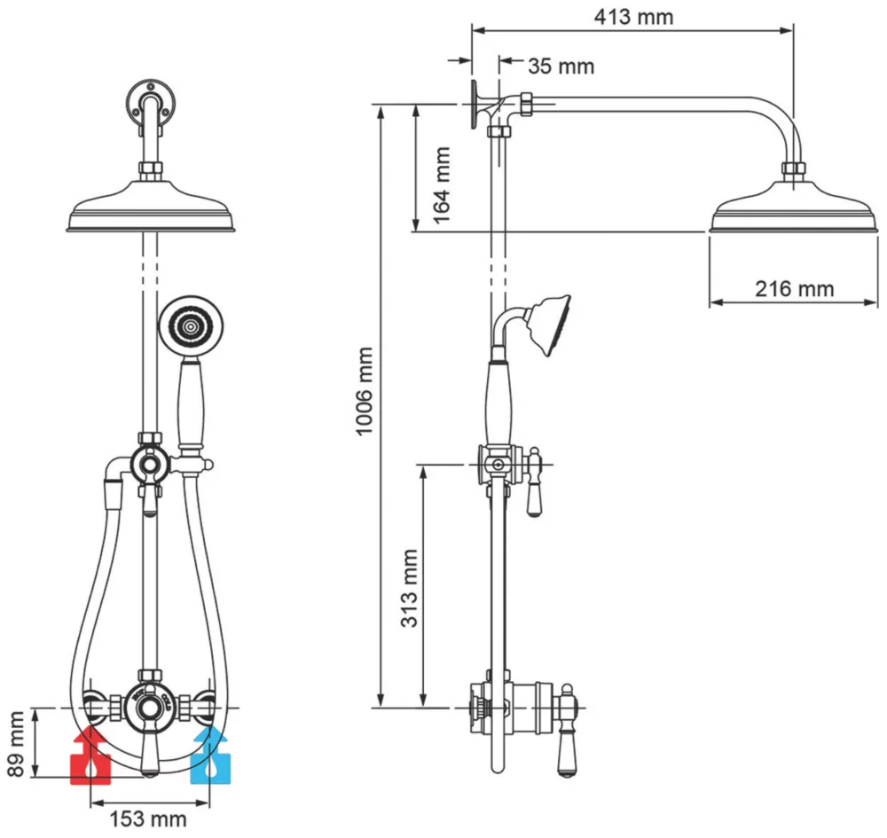 Mira Realm ERD Rear-Fed Exposed Chrome Effect Thermostatic Mixer Shower With Diverter - Image 6