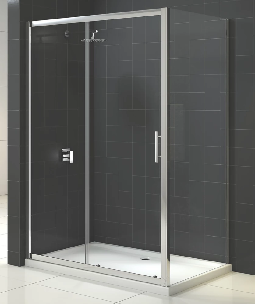 Triton Fast Fix Framed Rectangular Sliding Door With Side Panel Non-Handed Chrome 1200 X 760 X 1900mm