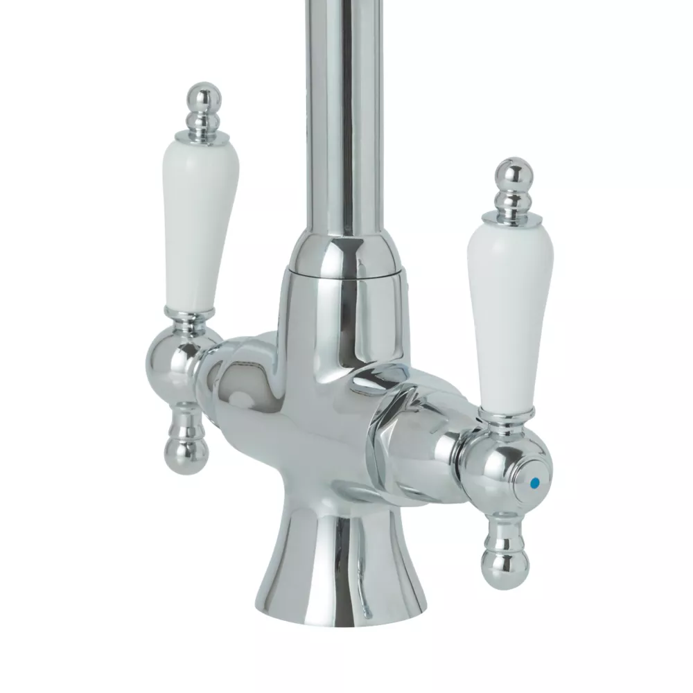 Essentials Dual-Lever Mono Mixer Kitchen Tap Chrome - Image 2