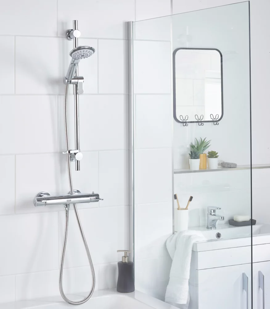 Bristan Design Utility Rear-Fed Exposed Chrome Thermostatic Bar Mixer Shower With Adjustable Riser Kit - Image 2