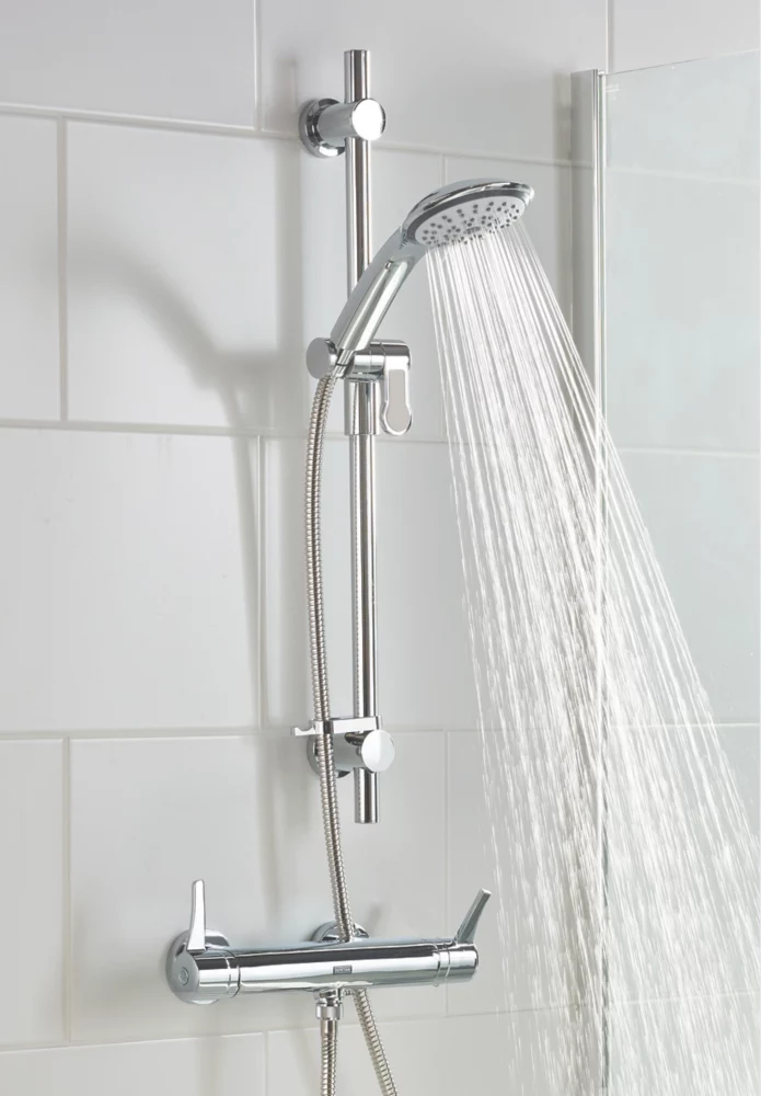 Bristan Design Utility Rear-Fed Exposed Chrome Thermostatic Bar Mixer Shower With Adjustable Riser Kit - Image 3