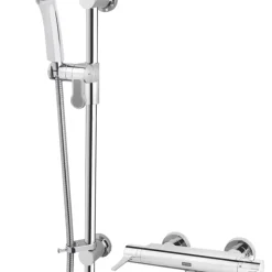 Bristan Design Utility Rear-Fed Exposed Chrome Thermostatic Bar Mixer Shower With Adjustable Riser Kit