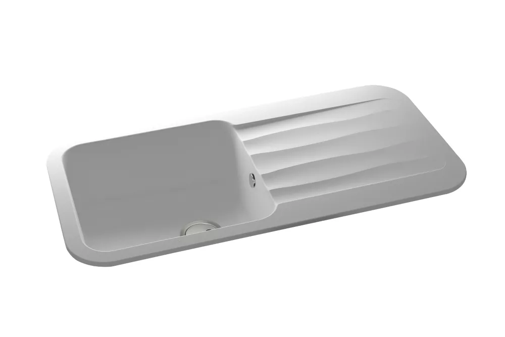 Abode Dune 1 Bowl Granite Composite Kitchen Sink Frost White Reversible 1000 X 500mm