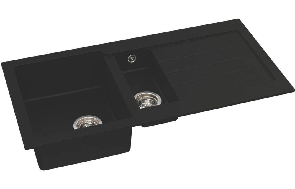 Abode Xcite 1.5 Bowl Granite Composite Kitchen Sink Black Metallic Reversible 1000 X 500mm 2 Abode Xcite 1.5 Bowl Granite Composite Kitchen Sink Black Metallic Reversible 1000 X 500mm - Image 2