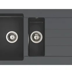 Abode Xcite 1.5 Bowl Granite Composite Kitchen Sink Black Metallic Reversible 1000 X 500mm