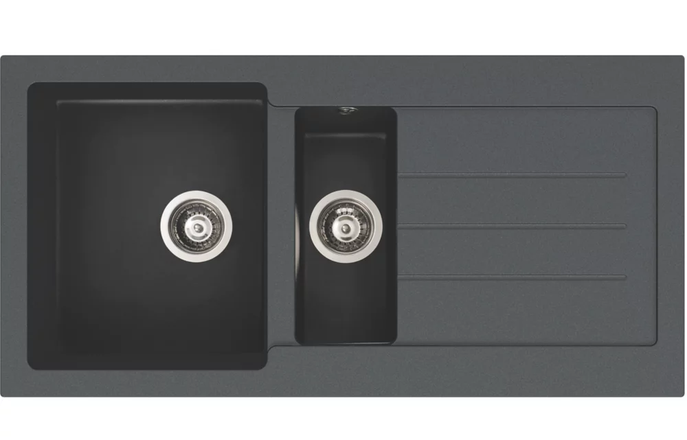 Abode Xcite 1.5 Bowl Granite Composite Kitchen Sink Black Metallic Reversible 1000 X 500mm 1 Abode Xcite 1.5 Bowl Granite Composite Kitchen Sink Black Metallic Reversible 1000 X 500mm