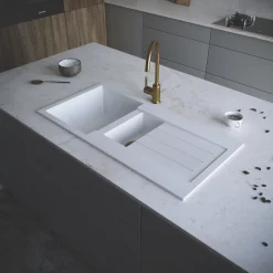 ETAL Comite 1.5 Bowl Granite Composite Kitchen Sink White Reversible 1000 X 500mm 5 ETAL Comite 1.5 Bowl Granite Composite Kitchen Sink White Reversible 1000 X 500mm -Zenith Shop 462RG A2
