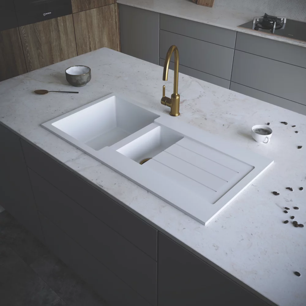 ETAL Comite 1.5 Bowl Granite Composite Kitchen Sink White Reversible 1000 X 500mm 3 ETAL Comite 1.5 Bowl Granite Composite Kitchen Sink White Reversible 1000 X 500mm - Image 3