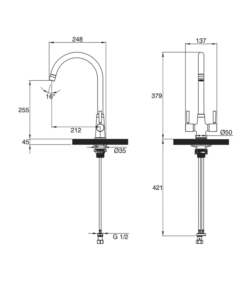 Clearwater Davina Dual-Lever Monobloc Tap Chrome - Image 3