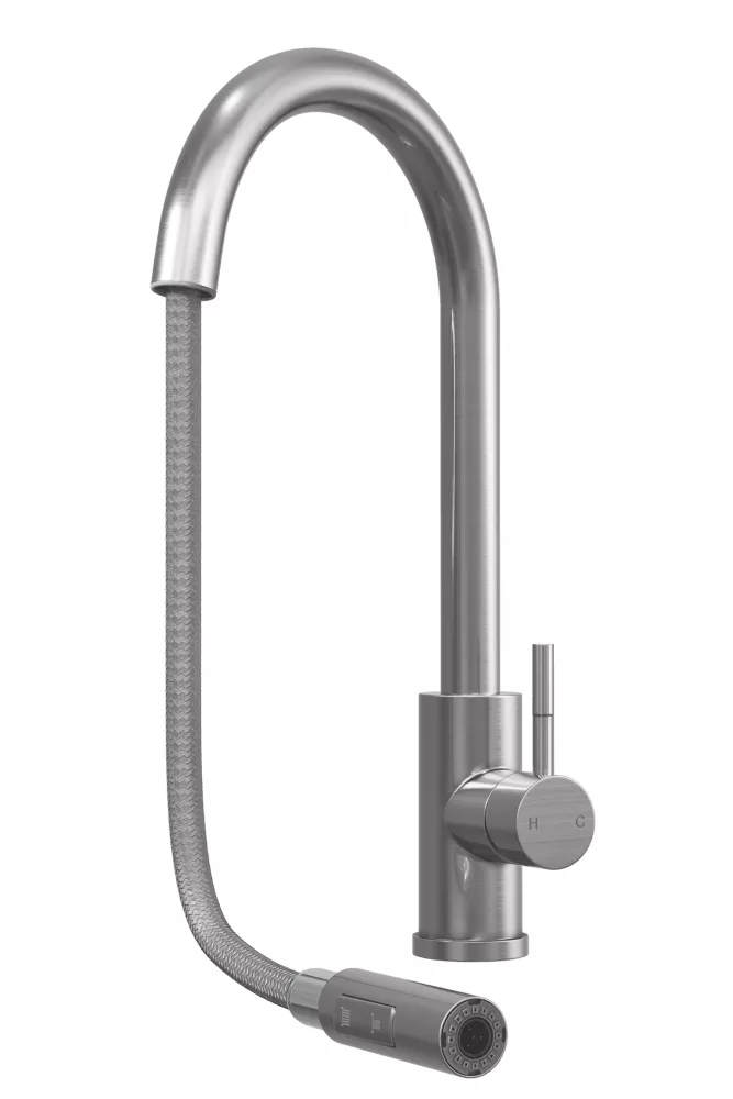 ETAL Cato Pull-Out Kitchen Mixer Tap Brushed Steel - Image 2