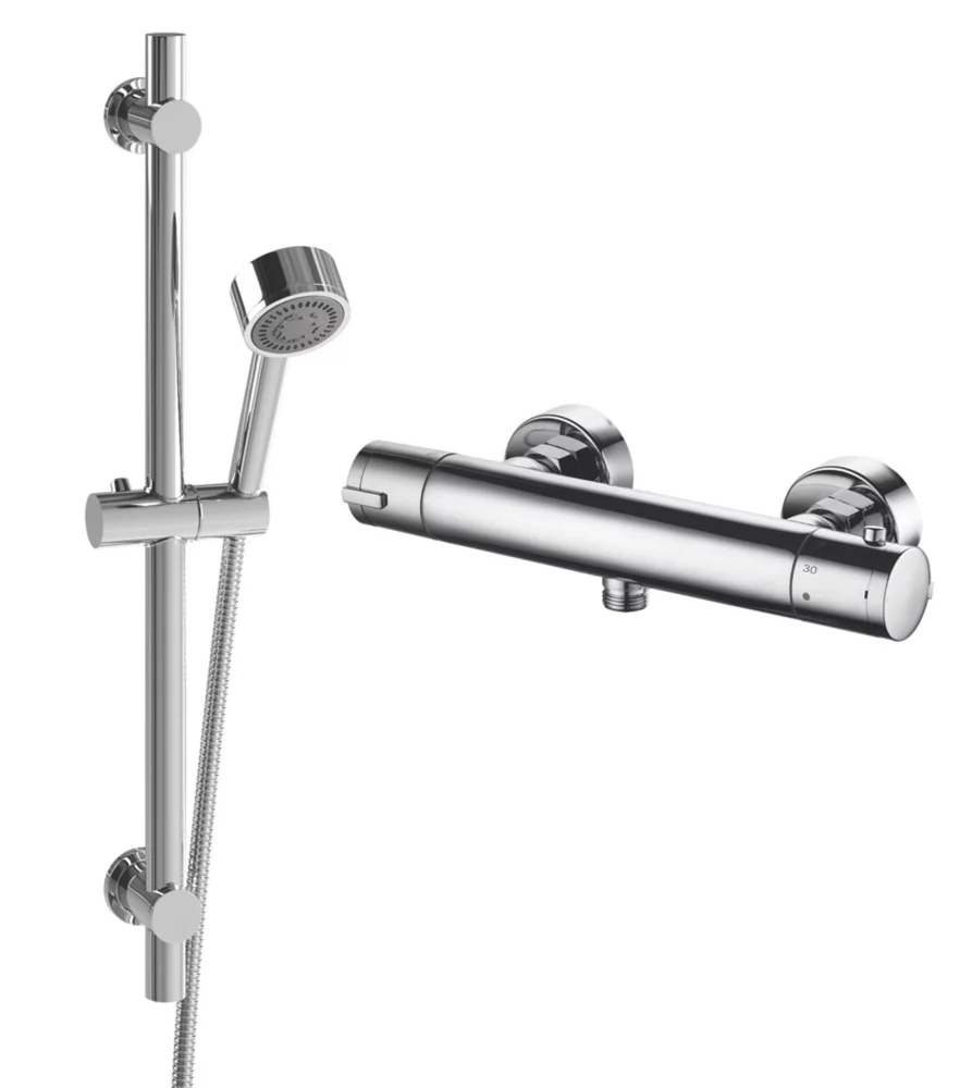 ETAL Harlow Rear-Fed Exposed Polished Chrome Thermostatic Bar Mixer Shower