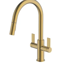 Clearwater Kira KIR30BB Double Lever Tap With Twin Spray Pull-Out Brushed Brass PVD