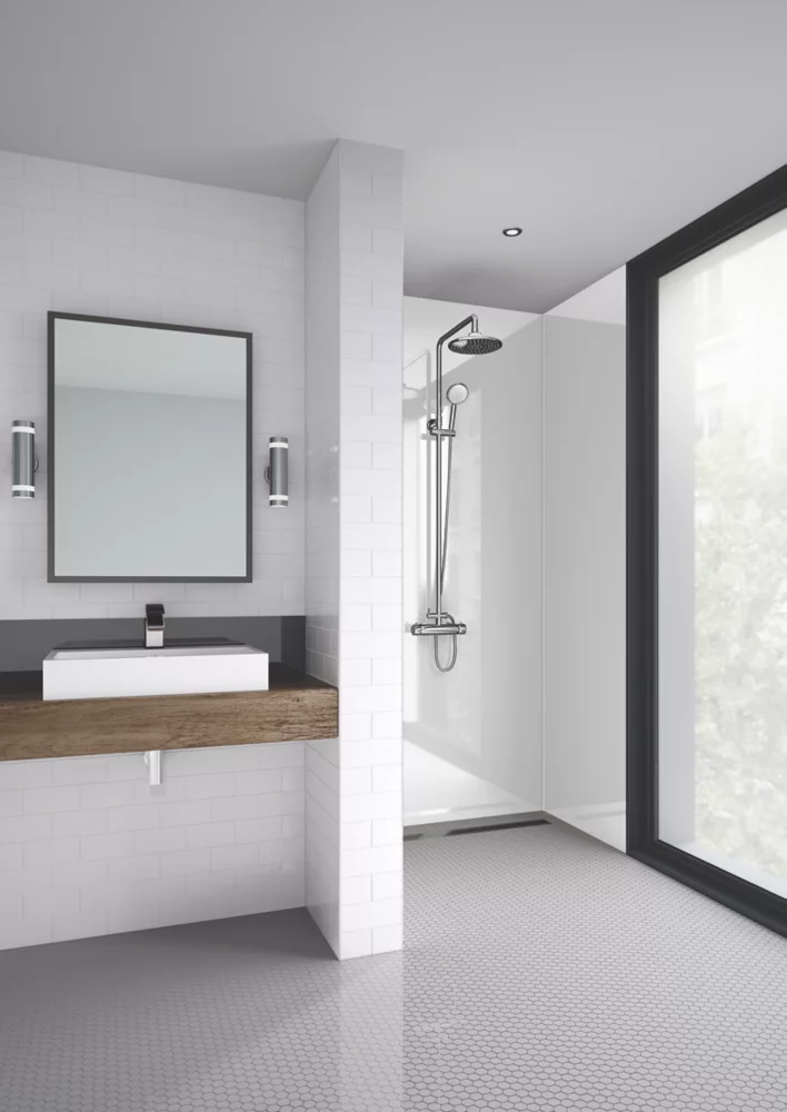 Splashwall Bathroom Splashback Gloss White 1200 X 2400 X 11mm