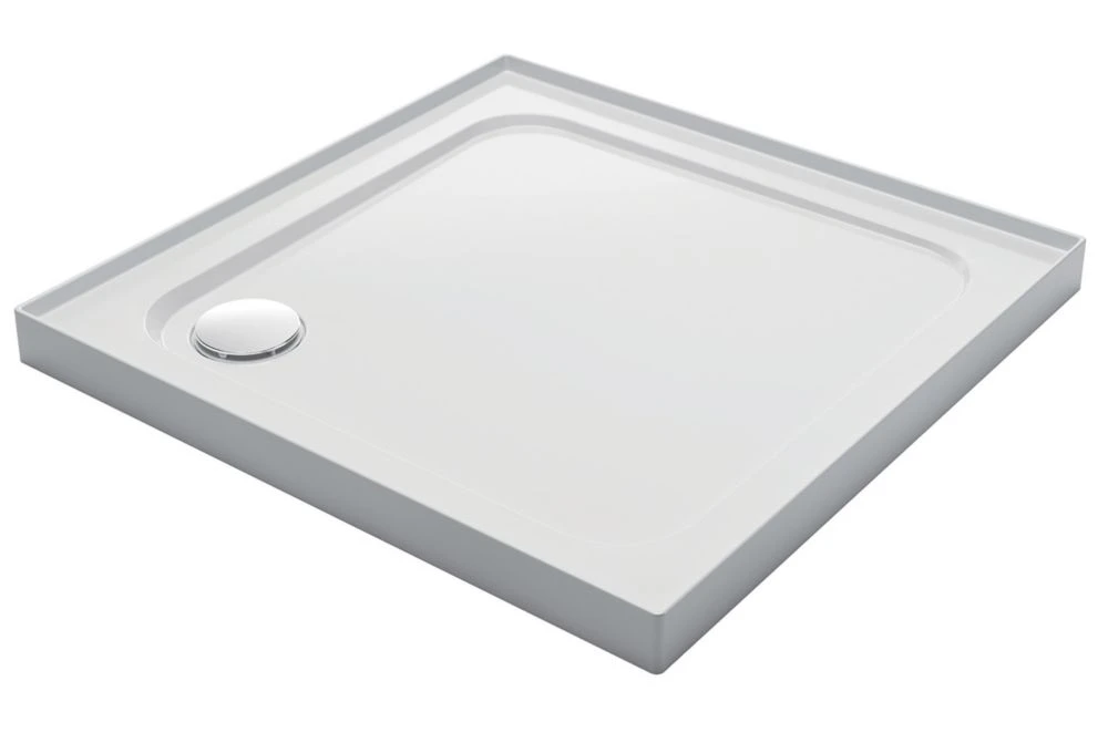 Mira Flight Low Corner Waste Square Shower Tray With 4 Upstands White 760 X 760 X 40mm