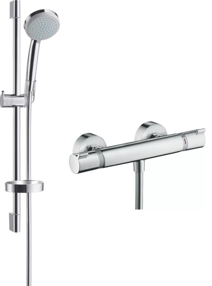 Hansgrohe Croma 100 HP Rear-Fed Exposed Chrome Thermostatic Mixer Shower