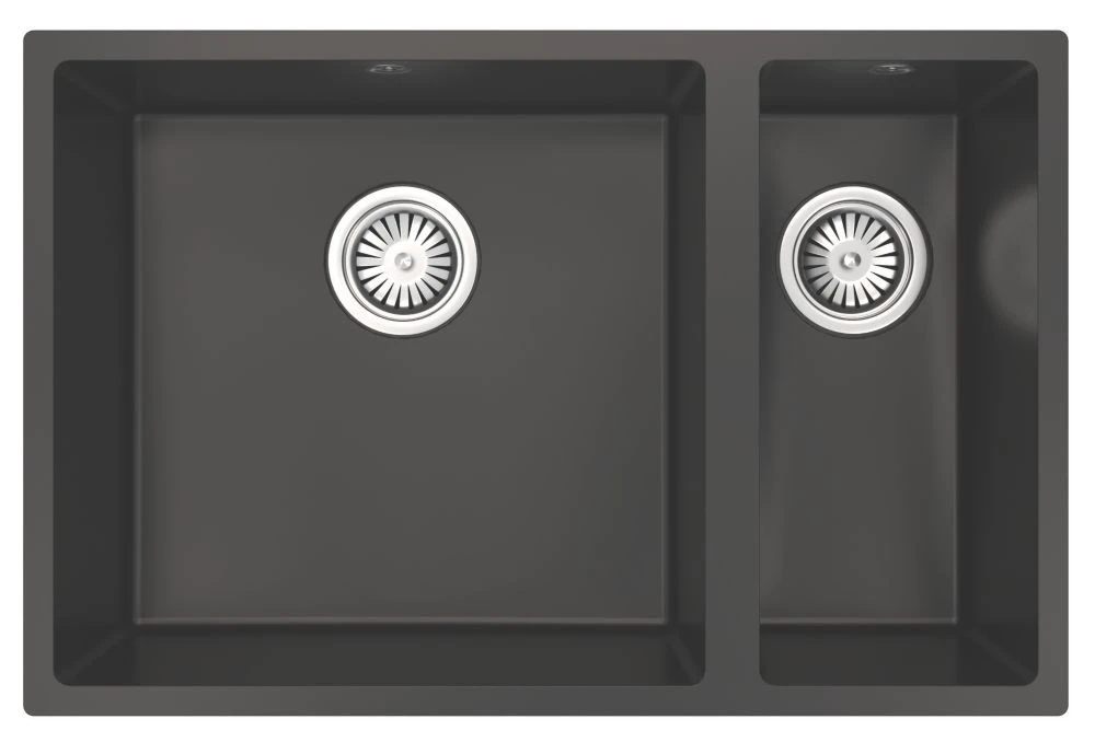 ETAL Comite 1.5 Bowl Granite Composite Kitchen Sink Matt Black Left-Hand 670 X 440mm 2 ETAL Comite 1.5 Bowl Granite Composite Kitchen Sink Matt Black Left-Hand 670 X 440mm - Image 2