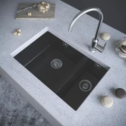 ETAL Comite 1.5 Bowl Granite Composite Kitchen Sink Matt Black Left-Hand 670 X 440mm 5 ETAL Comite 1.5 Bowl Granite Composite Kitchen Sink Matt Black Left-Hand 670 X 440mm -Zenith Shop 488RG A2
