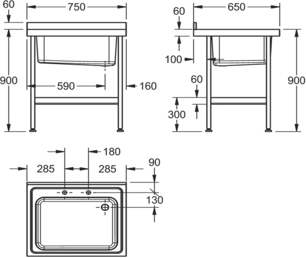 Franke Midi 1 Bowl Stainless Steel Catering Sink 750 X 650mm - Image 2