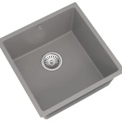 ETAL Comite 1 Bowl Granite Composite Kitchen Sink Gloss Grey 440 X 440mm