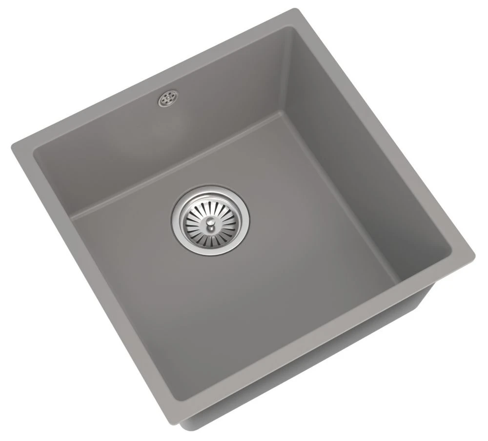 ETAL Comite 1 Bowl Granite Composite Kitchen Sink Gloss Grey 440 X 440mm