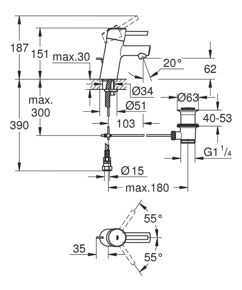 Grohe Feel Single Lever Mono Mixer Chrome - Image 3