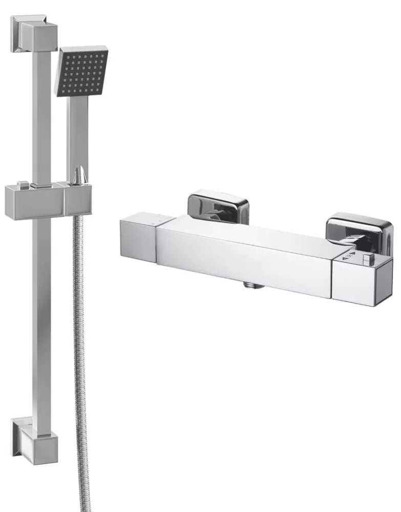 ETAL Ventura Rear-Fed Exposed Polished Chrome Thermostatic Bar Mixer Shower