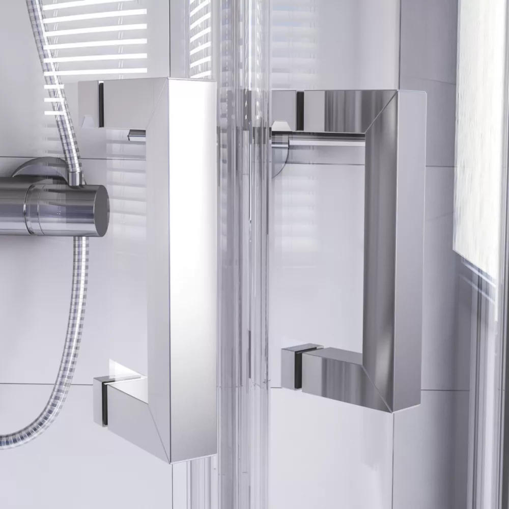 Aqualux Edge 6 Semi-Frameless Quadrant Shower Enclosure LH/RH Polished Silver 800 X 800 X 1900mm - Image 2
