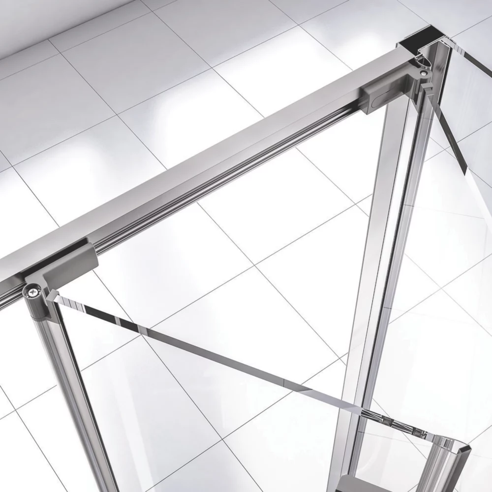 Aqualux Edge 6 Semi-Frameless Square Shower Enclosure LH/RH Polished Silver 760 X 760 X 1900mm - Image 4