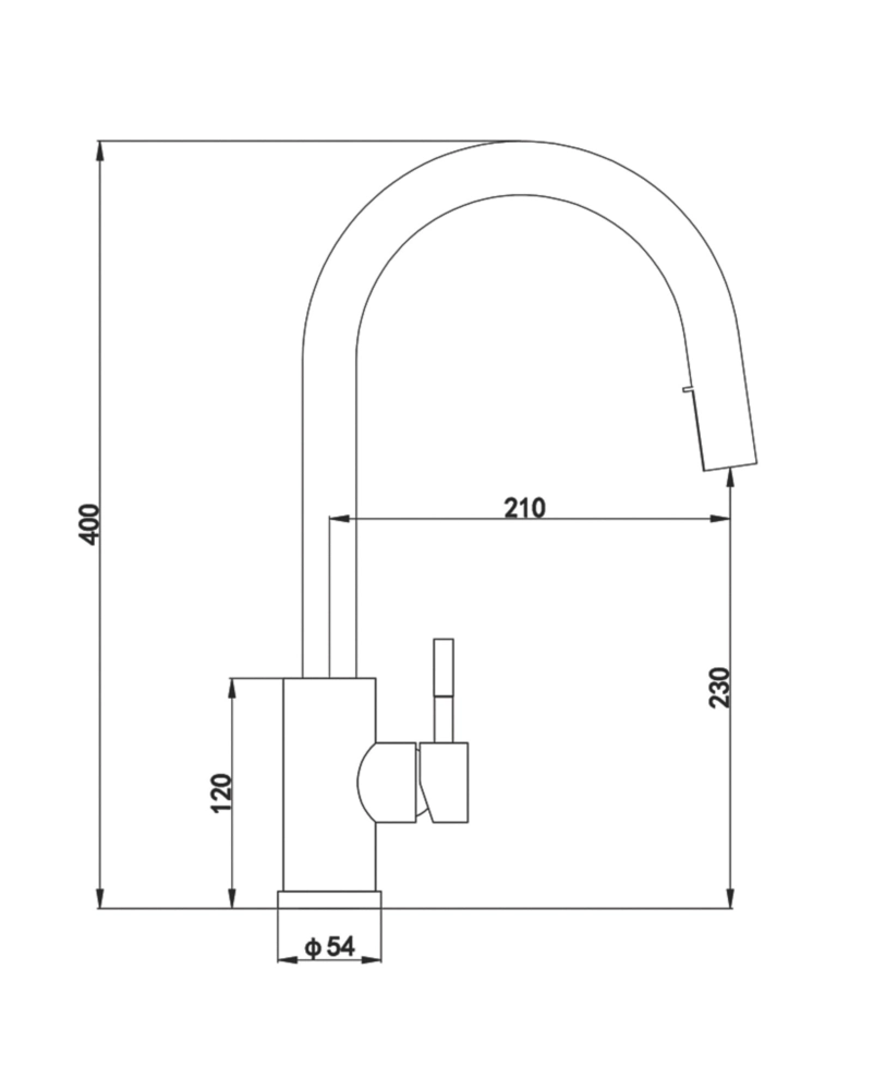 ETAL Velia Concealed Pull-Out Kitchen Mixer Tap Brushed Brass - Image 3