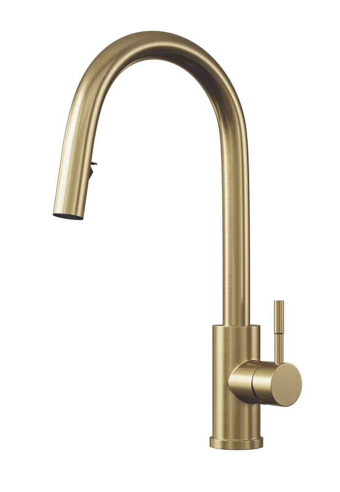 ETAL Velia Concealed Pull-Out Kitchen Mixer Tap Brushed Brass
