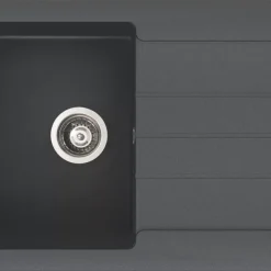 Abode Xcite 1 Bowl Granite Composite Kitchen Sink Black Metallic Reversible 780 X 500mm