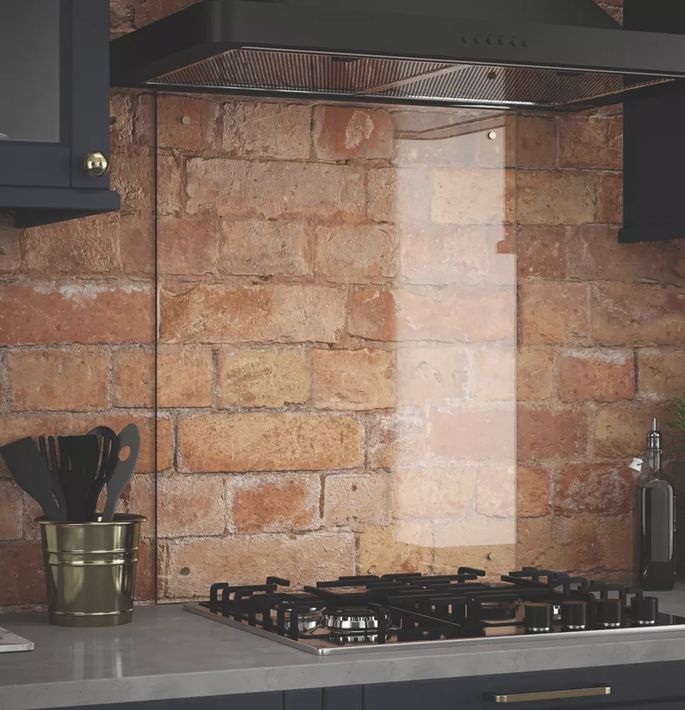 Splashback Clear Splashback With Brass Caps 600 X 750 X 6mm