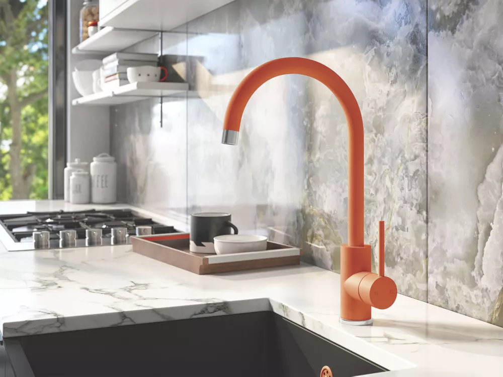 ETAL Sorrento Single Lever Kitchen Mixer Tap Matt Orange - Image 2
