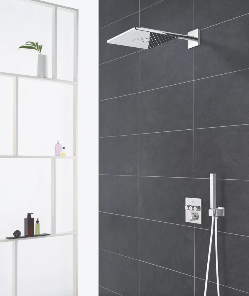 Grohe Grohtherm SmartControl 3 Button Square With Rainshower Smartactive 310 HP Rear-Fed Concealed Chrome Thermostatic Shower Set - Image 2