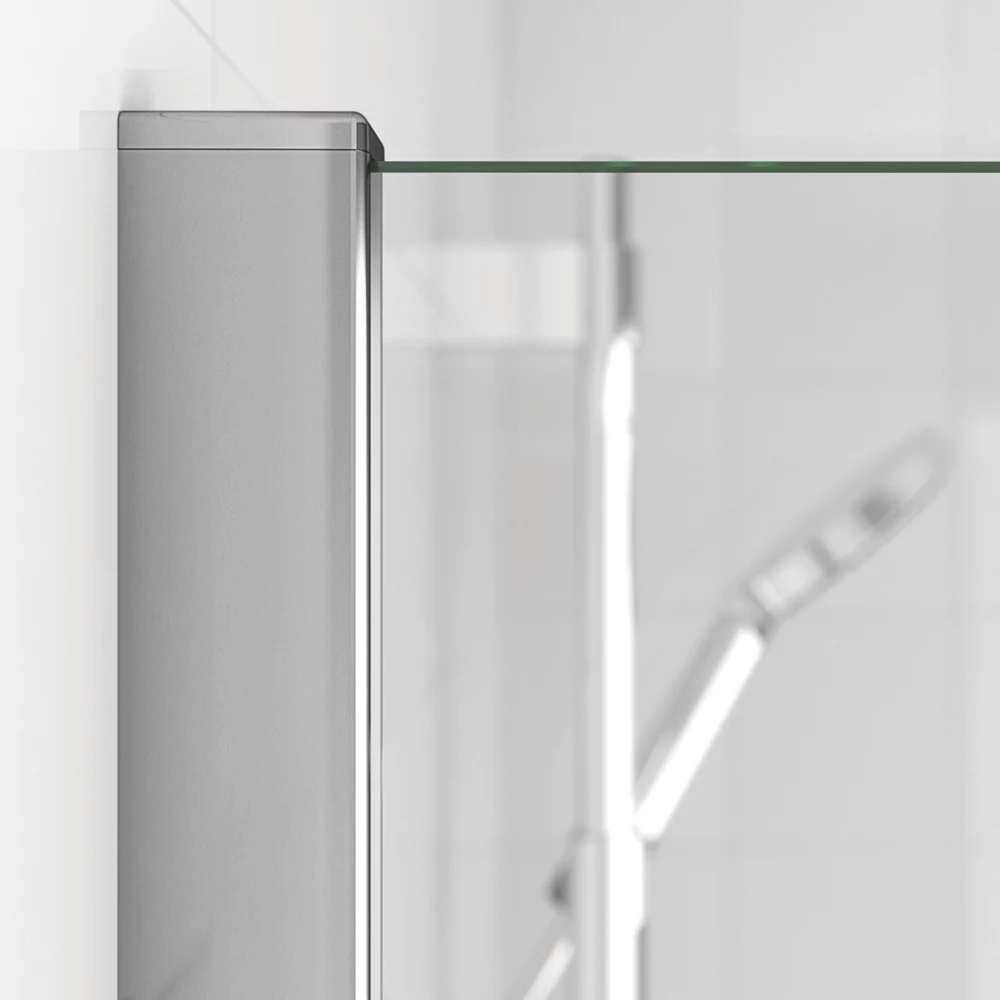 Aqualux Edge 8 Frameless Wet Room Glass Panel Polished Silver 800 X 2000mm - Image 2