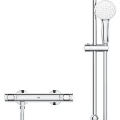 Grohe Precision Flow Rear-Fed Exposed Chrome Thermostatic Shower Mixer Set