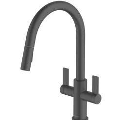 Clearwater Kira KIR30MB Double Lever Tap With Twin Spray Pull-Out Matt Black
