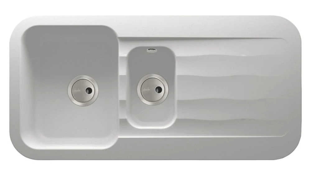 Abode Dune 1.5 Bowl Granite Composite Kitchen Sink Frost White Reversible 1000 X 500mm - Image 2