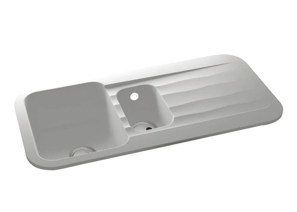 Abode Dune 1.5 Bowl Granite Composite Kitchen Sink Frost White Reversible 1000 X 500mm