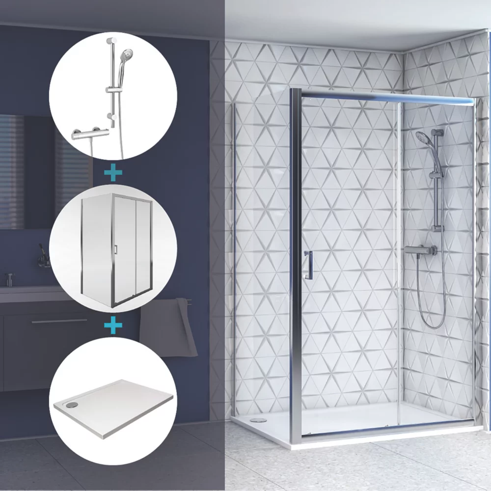 Aqualux Shine 6 Shower Enclosure With Tray & Thermostatic Mixer Shower 1200 X 800 X 1850mm