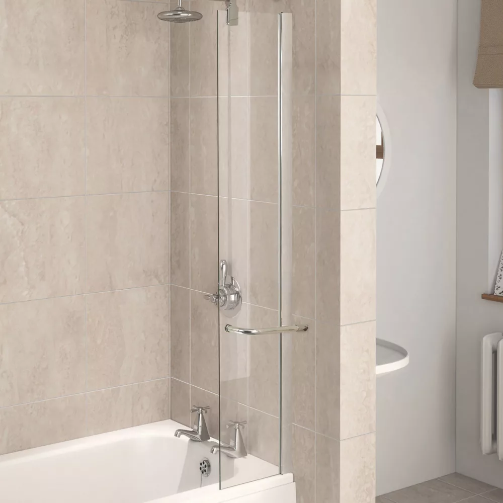 Aqualux Aqua 6 Framed Silver Bathscreen With Rail 1500 X 300mm - Image 2