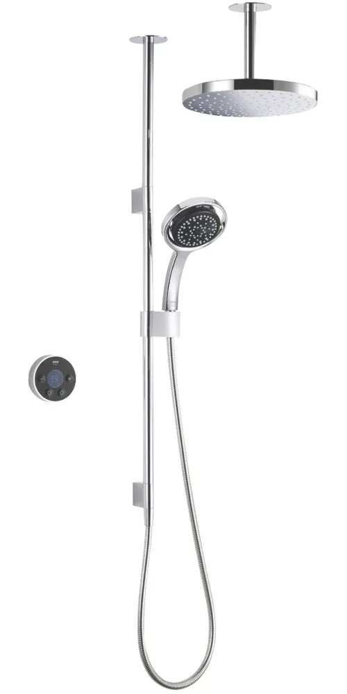 Mira Platinum Dual HP/Combi Ceiling-Fed Dual Outlet Black / Chrome Thermostatic Wireless Digital Mixer Shower