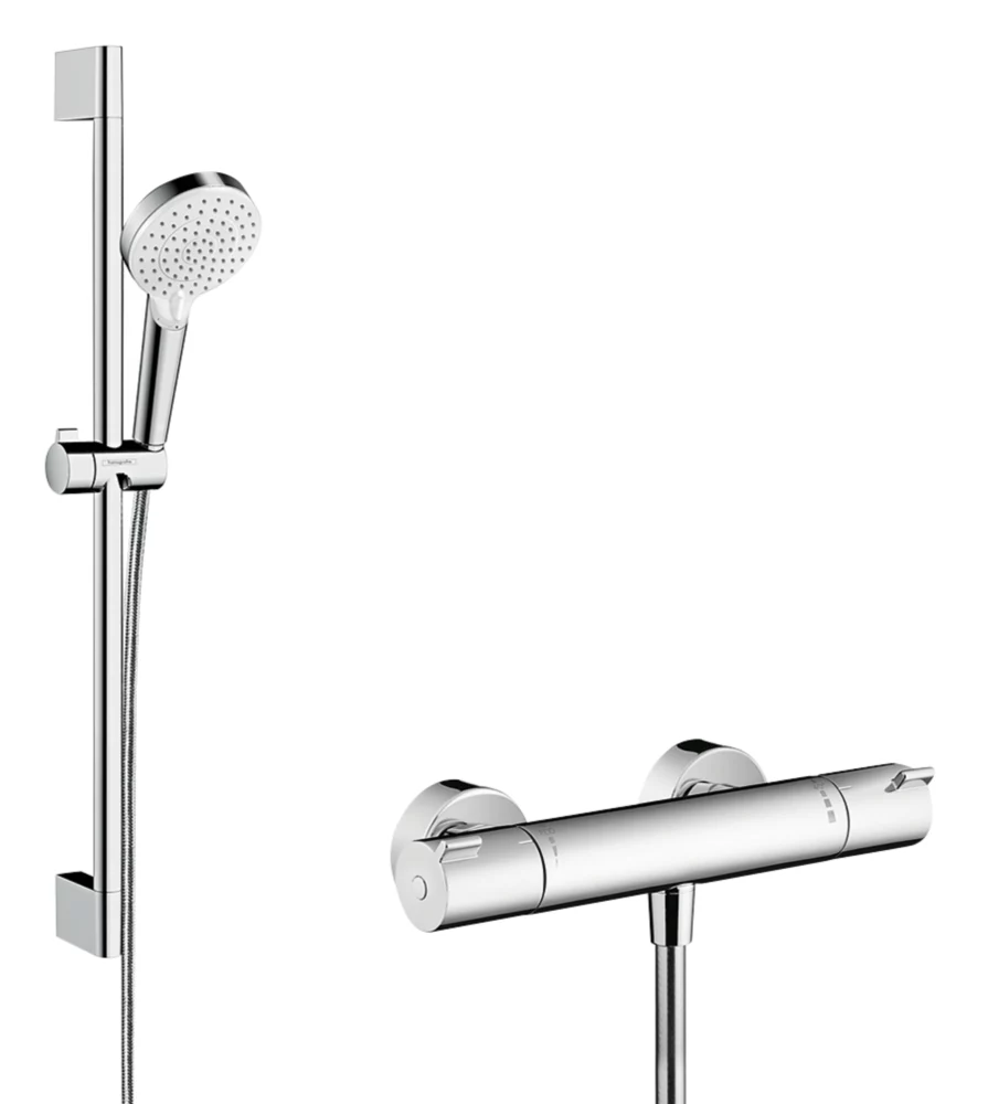 Hansgrohe Ecostat HP Rear-Fed Exposed Chrome Thermostatic Mixer Shower