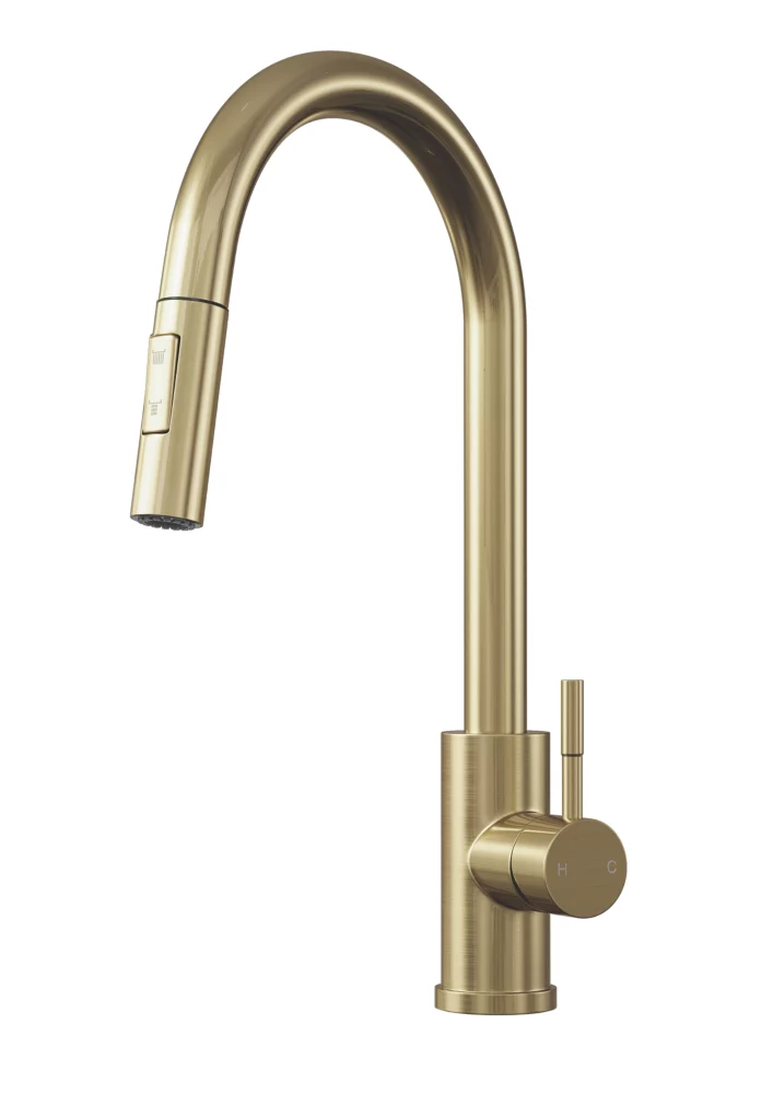ETAL Cato Pull-Out Kitchen Mixer Tap Brushed Brass