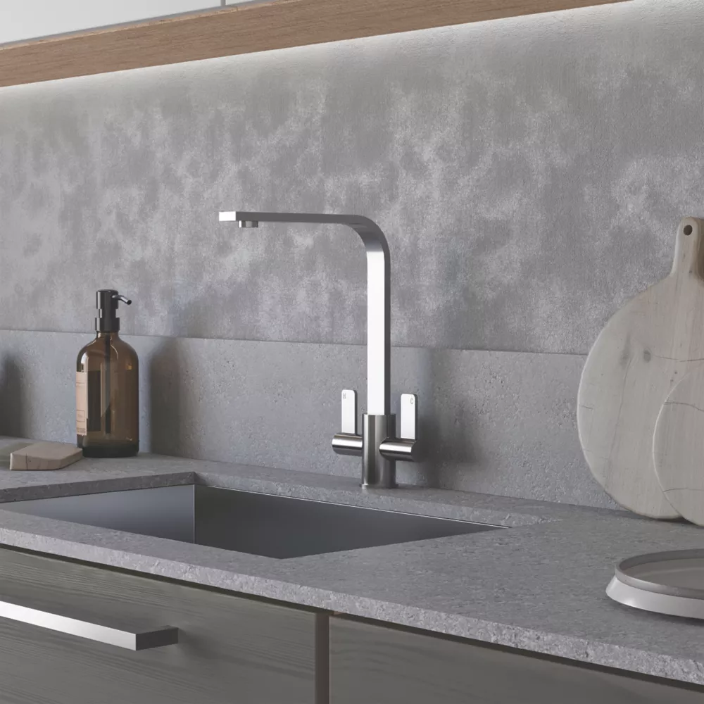 ETAL Stroud Twin Lever Kitchen Mixer Tap Polished Chrome - Image 2
