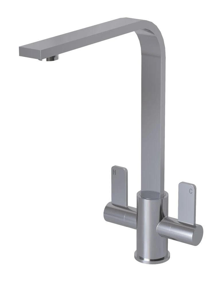 ETAL Stroud Twin Lever Kitchen Mixer Tap Polished Chrome